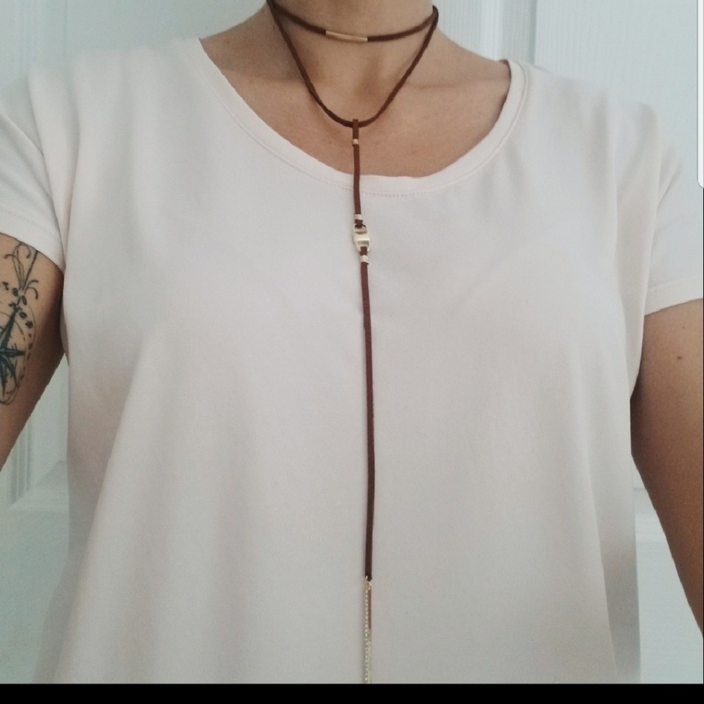 Eye Pop Supply Brown Leather Bead Layered Necklace